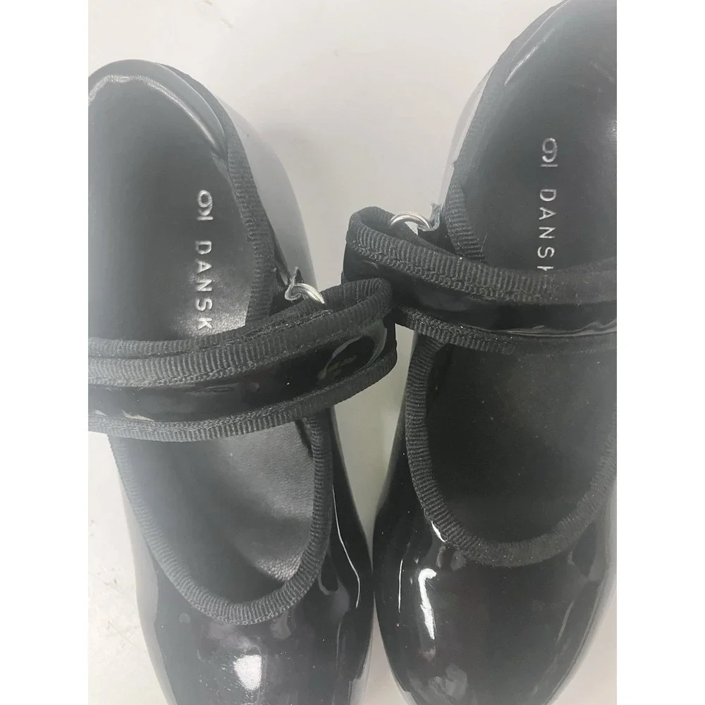 Danskin Tap Shoes Girls Black Patent Mary Jane Dance Shoes Size 9